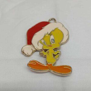 Vintage Tweety Christmas Necklace Charm